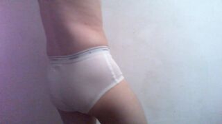 Dancing and showing off my full rise white Jockey Y-fronts