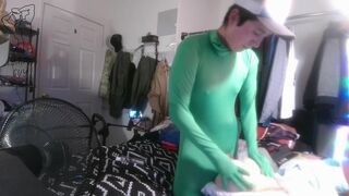 Disabled Gay in Tight Spandex Body Suit Cums - 10 image