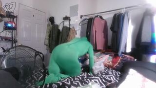 Disabled Gay in Tight Spandex Body Suit Cums