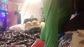 Disabled Gay in Tight Spandex Body Suit Cums