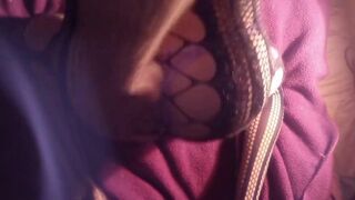 XXX Lace Purple thong with fishnet bodysuit with the garter look, xxxprec 8 inch uncut cock cum cumshot fleshlight fuck - 3 image