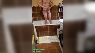 After masturbation with cumshot I had a lot of sperm on my belly and hand, so I had to go to shower. - 3 image