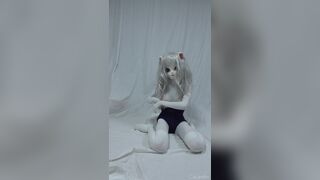 Kigurumi Zentai Cat Wearing Swimsuits Cums Twice - 8 image