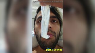 Cum inside a condom, eat the cum and cum a second time - Camilo Brown - 9 image