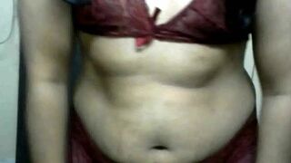 Krithi Sexy Strip Tease in Red Lingerie, Belly Shakes, Curvy Hips, Big Round Ass #IndianCrossDresser #BellyBeauty - 15 image