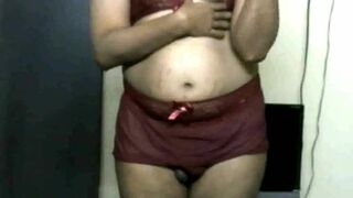 Krithi Sexy Strip Tease in Red Lingerie, Belly Shakes, Curvy Hips, Big Round Ass #IndianCrossDresser #BellyBeauty - 8 image