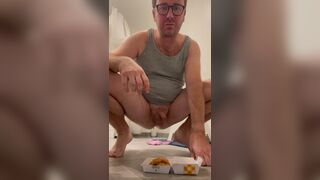 Cucumber ass to mouth and eating nuggets with cum and piss - 11 image