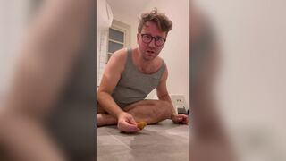 Cucumber ass to mouth and eating nuggets with cum and piss - 12 image