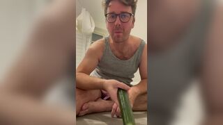 Cucumber ass to mouth and eating nuggets with cum and piss - 5 image