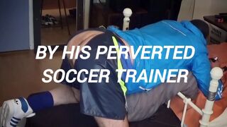 Britt lad in adidas nylon shorts receives a hard dildo fuck!