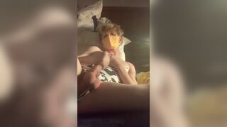 Horny femboy quietly master bates and fingers himself