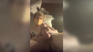 Horny femboy quietly master bates and fingers himself