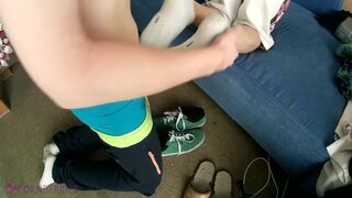 My cute friend is giving me a footjob (shoes, socks, bare feet) - 7 image
