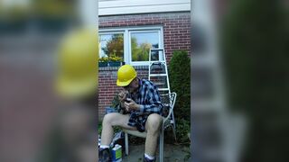 Construction dad finishing job for the day, but then had a spill - 8 image