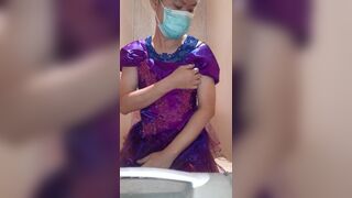 Pissing And Cum Wearing Satin Party Dress And Silky Slips