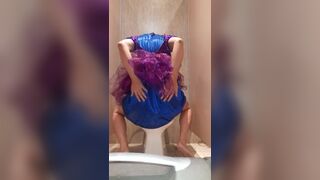 Pissing And Cum Wearing Satin Party Dress And Silky Slips