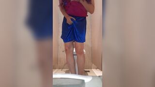 Pissing And Cum Wearing Satin Party Dress And Silky Slips - 8 image