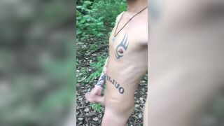 Twink is walking naked in the forest and jerking - 15 image