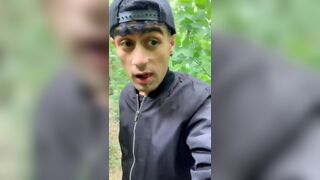 Walking outdoor with cum on face - cum walk and jerk off with cum covered face - 10 image