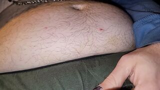 Daddy cumming by slapping his balls!