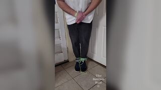 MsBottomHalf tied me up and made me stand in the corner, with no bathroom breaks! Then I shower in my clothes. - 4 image