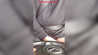 Master Ramon drives his divine cock for a walk in the car in a sexy black outfit and massages his hot penis, horny - 4 image