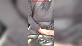 Master Ramon drives his divine cock for a walk in the car in a sexy black outfit and massages his hot penis, horny - 8 image