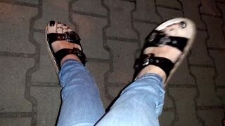 crossdresser in public - sexy feet and sexy platform sandals - 13 image