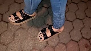 crossdresser in public - sexy feet and sexy platform sandals - 3 image