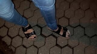 crossdresser in public - sexy feet and sexy platform sandals - 8 image