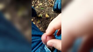 Chubby guy masturbates in the woods, a week of abstinence. Lots of sperm - 4 image