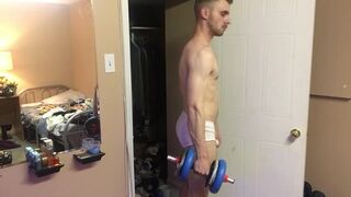Jock Works Out in Tighty Whities and Slowly Strips - 10 image