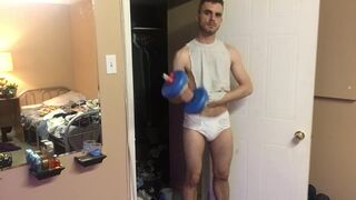 Jock Works Out in Tighty Whities and Slowly Strips - 3 image