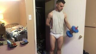 Jock Works Out in Tighty Whities and Slowly Strips - 4 image