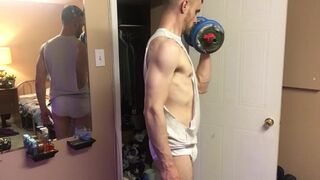 Jock Works Out in Tighty Whities and Slowly Strips - 6 image