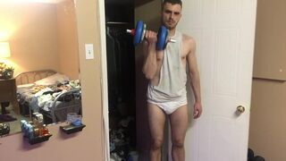 Jock Works Out in Tighty Whities and Slowly Strips - 7 image