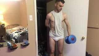 Jock Works Out in Tighty Whities and Slowly Strips - 8 image