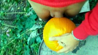 Twink is hard fucking a pumpkin in the garden - 11 image
