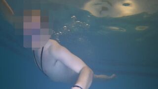 Naked swim and cum with metal cockring and plug - 10 image
