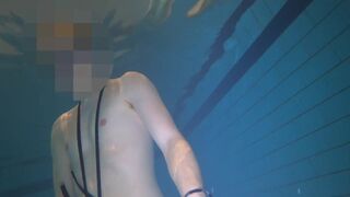 Naked swim and cum with metal cockring and plug - 12 image