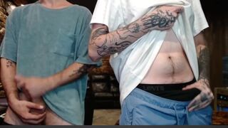 Two bros showing off their dicks and ass together on cam
