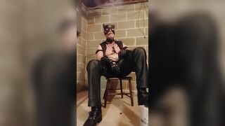 Leather guy smoking cigar and sounding - 6 image