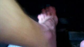 Hairyartist presents foot fun in the car - 12 image