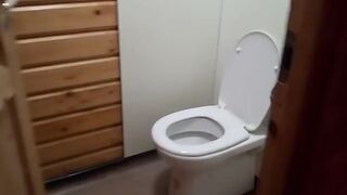 WANK cum PUBLIC TOILET naked