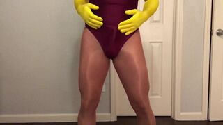 Shiny Spandex and Pantyhose Tease