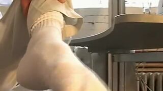 Gay Feet Wriggler Takes Socks off when Masturbating Solo