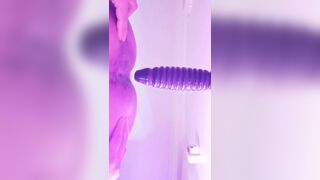 Anal dildo suction to door and inserting in ass from below - 2 image