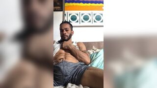 Black Boy Jerking in Bed for money on cam - 1 image