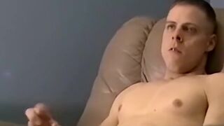 Gay amateur wanking his boner alone before busting a nut