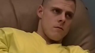 Gay amateur wanking his boner alone before busting a nut